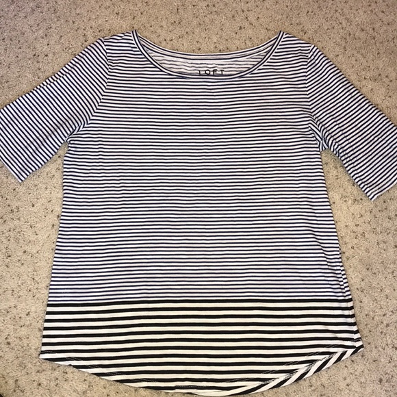 LOFT Tops - LOFT striped elbow sleeve tee